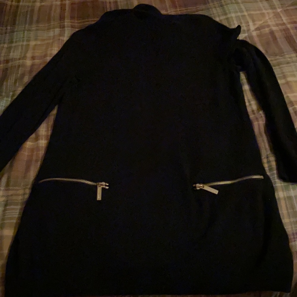 Michael Kors black turtleneck dress with gold zipper pockets size large